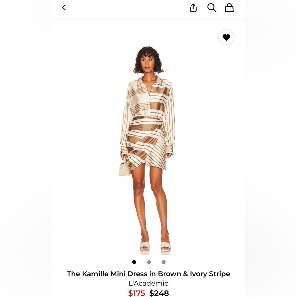 L'Academie (from Revolve) Kamille striped Cream and Brown Long Sleeve Dress